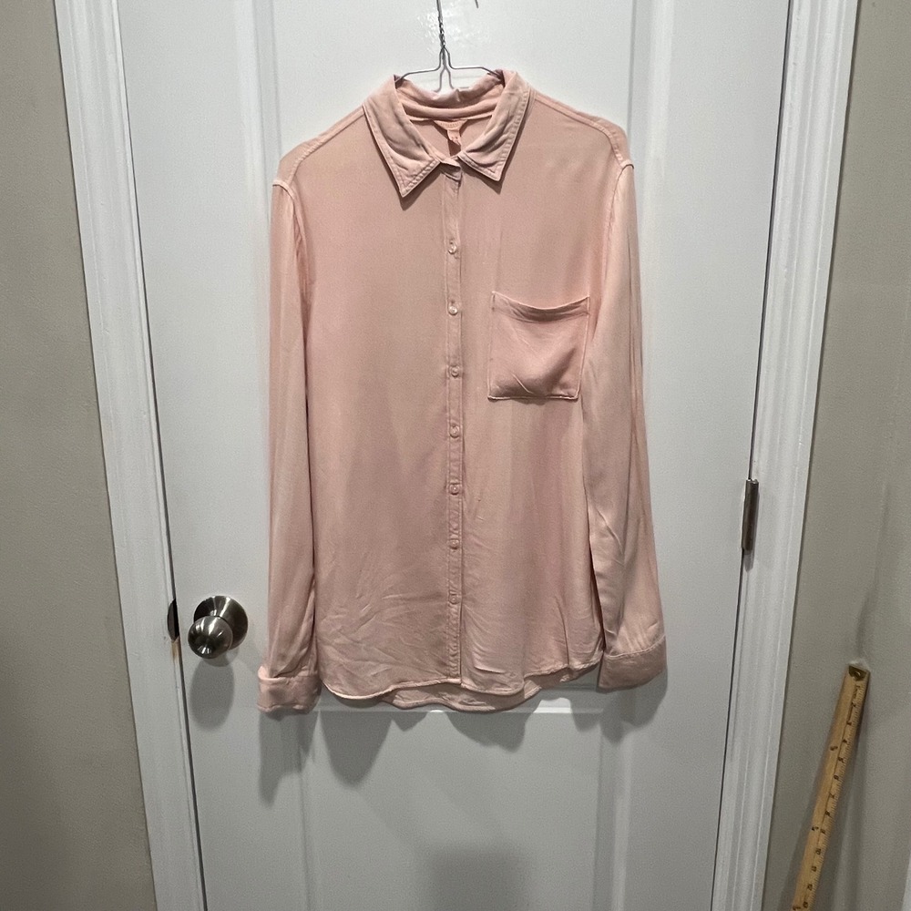 Aeropostale Women Button Down Shirt Long Sleeve Rayon Blush Pink Size M